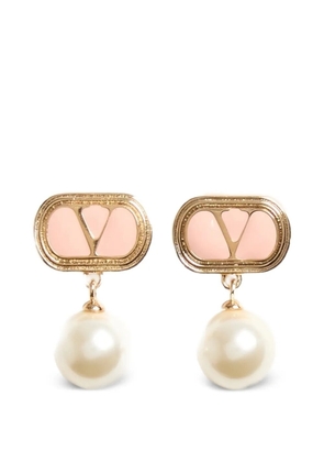 Valentino Garavani Ovalette earrings in metal, enamel, and Swarovski® pearls - Gold