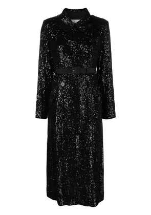 Self-Portrait sequined embellishment coat - Black