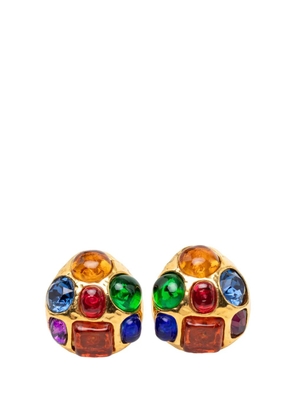 CHANEL Pre-Owned 1980-1990 Gold Plated Gripoix Cabochon Clip On Earrings costume earrings