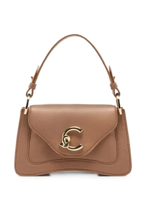 Coccinelle C-Me logo-plaque pebbled-leather tote bag - Neutrals