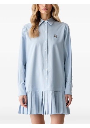 Karl Lagerfeld pleated long-sleeve mini dress - Blue