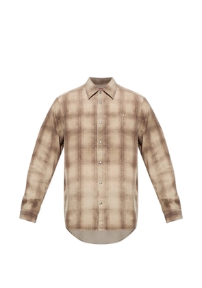 Diesel check-print logo-embroidered shirt - Neutrals