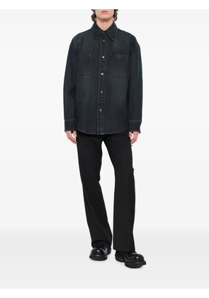 Wooyoungmi back-logo washed-denim shirt - Blue