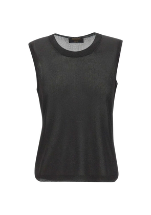Gran Sasso lurex-knit ribbed-trim top - Black