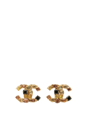 CHANEL Pre-Owned 2001 CC Gold Plated Gripoix Clip On Earrings costume earrings