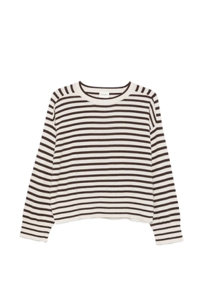 Closed striped long-sleeve sweater - Brown
