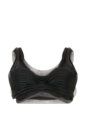 Alberta Ferretti gathered silk top - Black