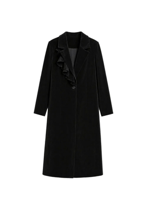 alice + olivia ruffle-trimmed velvet coat - Black