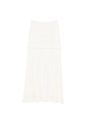 SANDRO pointelle-knit ruffled midi skirt - Neutrals