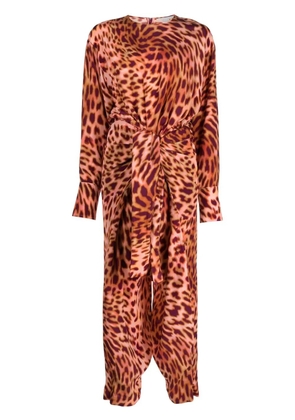 Stella McCartney animal-print tie-waist jumpsuit - Brown
