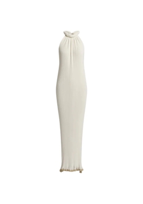 Alberta Ferretti pleated halterneck maxi dress - Neutrals