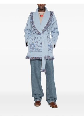 Alanui bandana-jacquard knitted coat - Blue