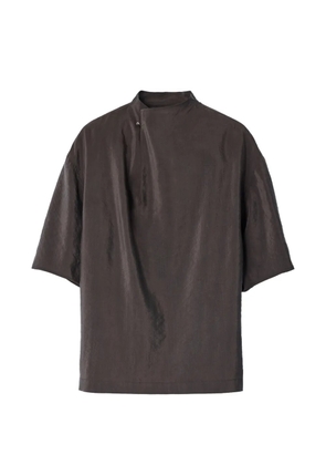 LEMAIRE soft collar top in dry silk - Brown