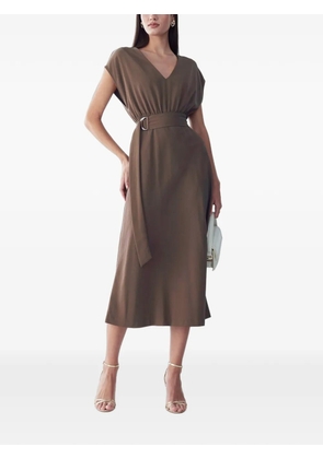 ST MRLO V-neck belted midi dress - Brown