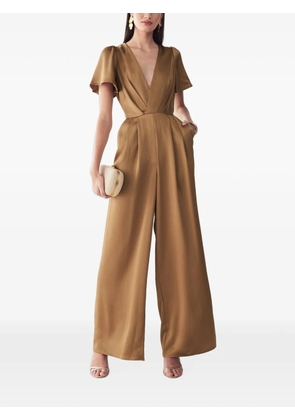 ST MRLO V-neck flutter-sleeve jumpsuit - Brown