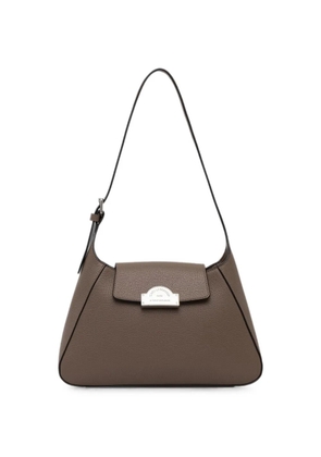 Karl Lagerfeld logo-plaque grained-leather shoulder bag - Brown