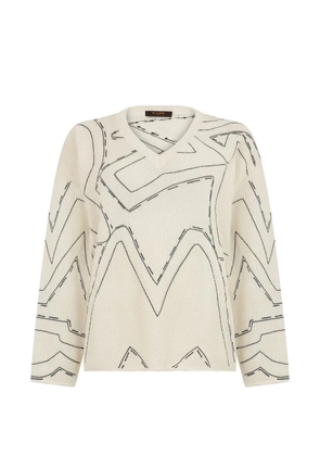 Moorer geometric-pattern V-neck sweater - Neutrals