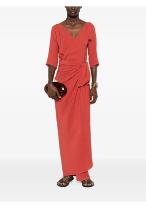 Cortana Genara wrap-style tied-waist maxi dress - Red