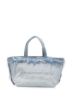 Alexander Wang small frayed-edge denim tote bag - Blue