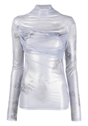 Off-White twist-effect shiny top - Grey