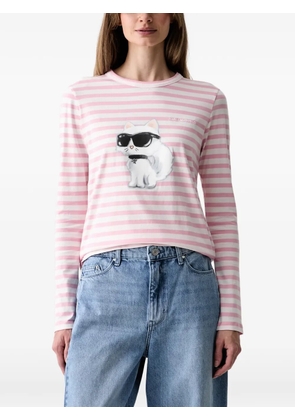 Karl Lagerfeld long-sleeve striped T-shirt - Pink