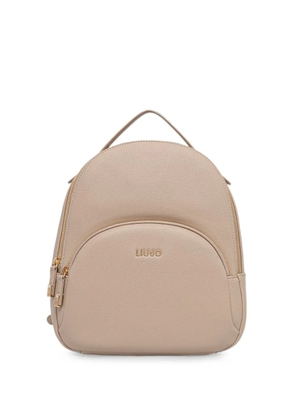 LIU JO grained logo-plaque backpack - Neutrals