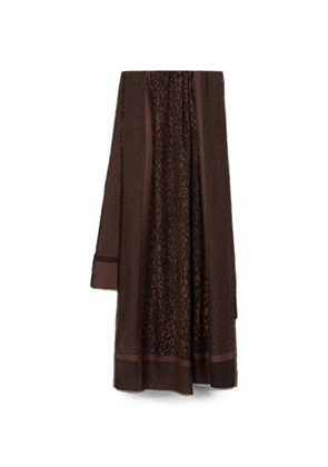 LIU JO leopard-print logo-pattern scarf - Brown