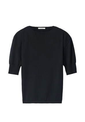 LEMAIRE short-sleeve sweater in fine merino wool - Black