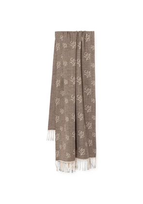 LIU JO herringbone-pattern monogram-print scarf - Brown