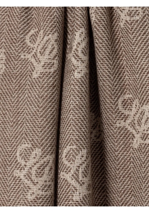 LIU JO herringbone-pattern monogram-print scarf - Brown