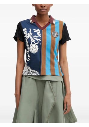 Andersson Bell patchwork striped polo shirt - Blue