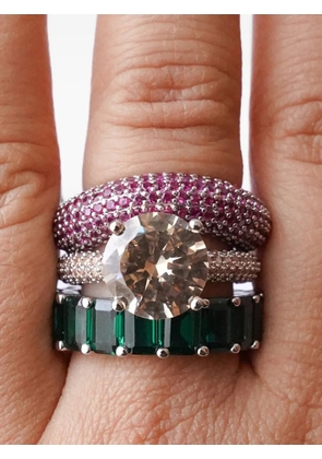 Izabel Display rectangle-crystals ring - Green