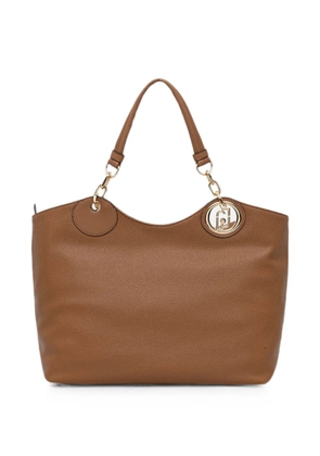 LIU JO logo-plaque pebbled-effect tote bag - Brown