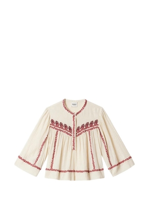 ISABEL MARANT Juline embroidered flared blouse - Neutrals