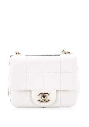 CHANEL Pre-Owned Monacoco Logo Blocks Square Flap Bag Quilted Lambskin with Resin Mini crossbody bag - White