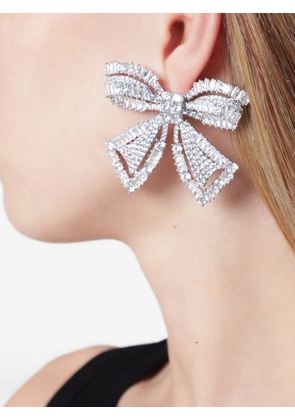 Self-Portrait crystal-embellished bow earrings - Silver