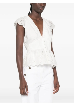 FARM Rio embroidered peplum blouse - White