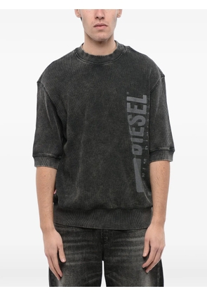 Diesel logo-print waffle-knit sweatshirt - Grey