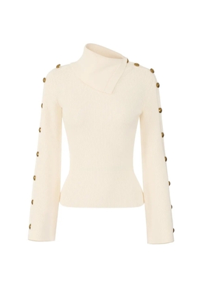 Elisabetta Franchi knit pullover with jewel buttons - Neutrals