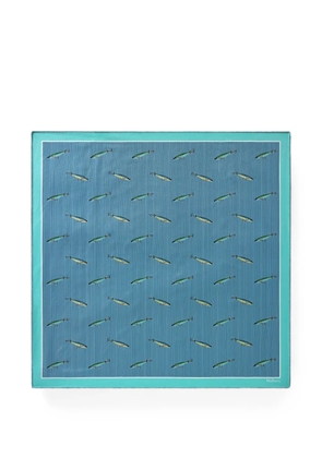 Mulberry striped fish-print silk scarf - Blue