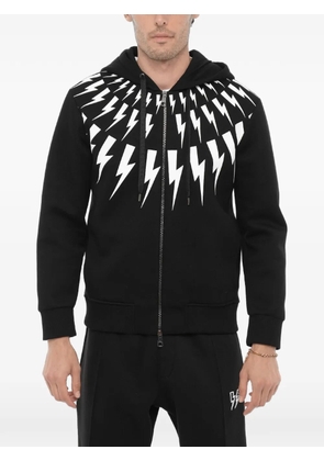 Neil Barrett Fairisle Thunderbolt hoodie - Black