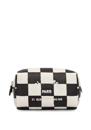 Karl Lagerfeld checkered logo-embroidered make-up bag - Black