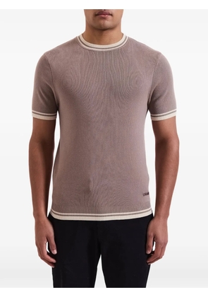 MAUVAIS stripe-trim ribbed T-shirt - Neutrals