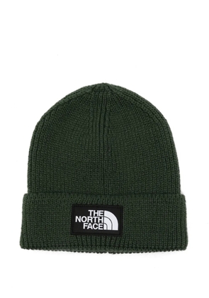 The North Face logo-patch ribbed-knit beanie hat - Green