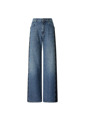 PINKO lace-trim wide-leg jeans - Blue