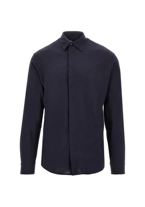 Emporio Armani concealed-fastening wool shirt - Blue