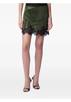 Self-Portrait sequin-embellished mini skirt - Green