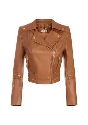 Elisabetta Franchi leather biker jacket - Brown