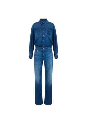 Elisabetta Franchi denim jumpsuit with jewel padlock - Blue