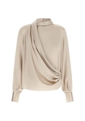 Brunello Cucinelli asymmetric draped blouse - Neutrals